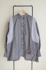 HeRIN.CYE       Mix-striped shirt・BLACK