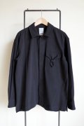 fluss       gathered flap pocket work shirts・black