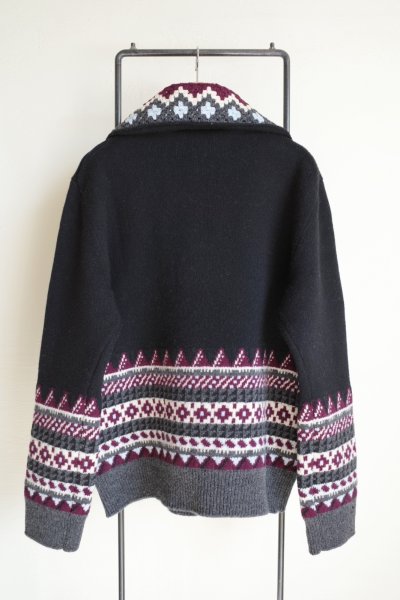 画像2: fluss       fairisle half zip crochet color knit・black