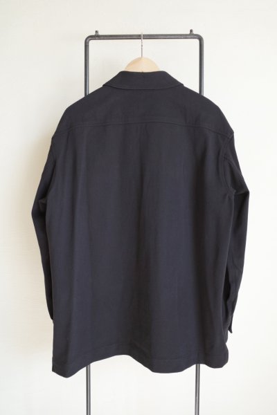 画像2: fluss       gathered flap pocket work shirts・black