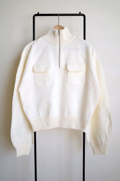 画像1: HeRIN.CYE       Half zip knit pullover・WHITE