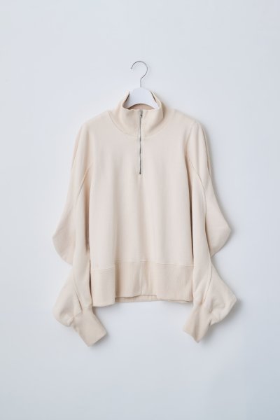 画像1: naokitomizuka       power shoulder half zip sweatshirts・beige