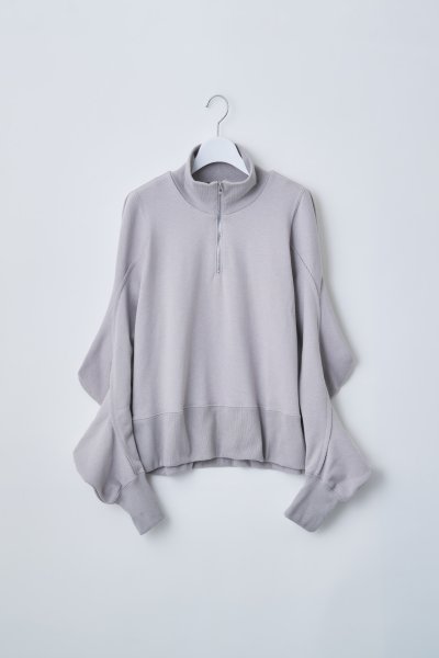 画像1: naokitomizuka       power shoulder half zip sweatshirts・gray