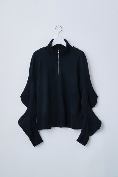 画像1: naokitomizuka       power shoulder half zip sweatshirts・black