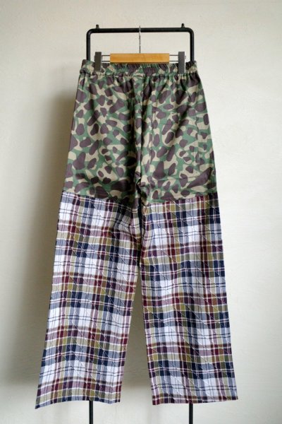 画像2: renewces       "combi pants of different materials"・camo×khaki×k.check