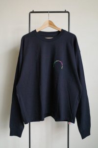 renewces       "Embroidery box L/S T-sh"・navy