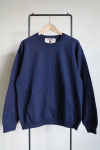 RELAX FIT       リラックスフィット ”Muff Pocket Crew Sweat”スウェットシャツ・ネイビー