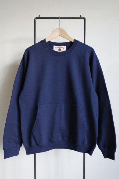 画像1: RELAX FIT       リラックスフィット ”Muff Pocket Crew Sweat”スウェットシャツ・ネイビー