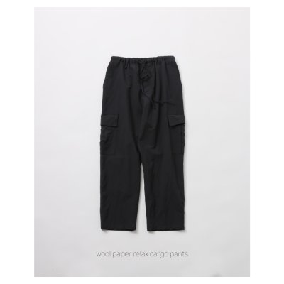 画像2: FOLL       wool paper relax cargo pants・dark navy