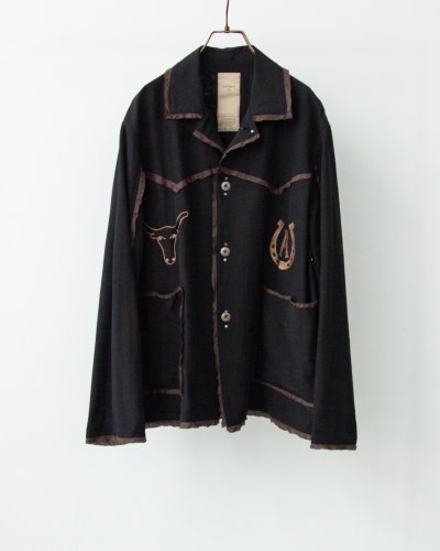 画像1: ANTHEM A        WOOL RAYON TROPICAL EMBROIDERY JACKET・BLACK