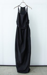 ANTHEM A        COTTON SILK DRAPE BUSTLE DRESS・BLACK