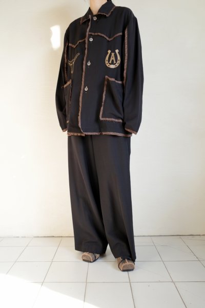 画像14: ANTHEM A        WOOL RAYON TROPICAL EMBROIDERY JACKET・BLACK