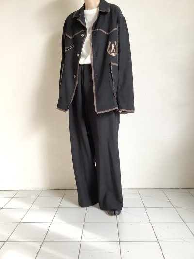 画像17: ANTHEM A        WOOL RAYON TROPICAL EMBROIDERY JACKET・BLACK