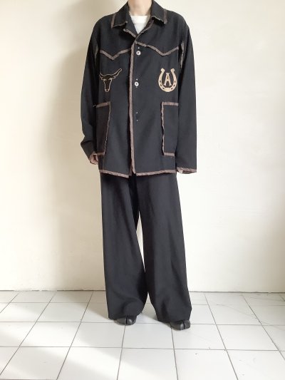 画像18: ANTHEM A        WOOL RAYON TROPICAL EMBROIDERY JACKET・BLACK