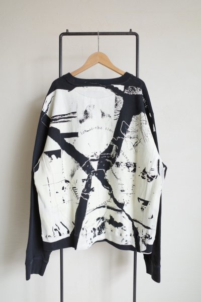 画像1: Fujimoto       overdyed sweatshirt "BROKEN THINGS"・BLACK