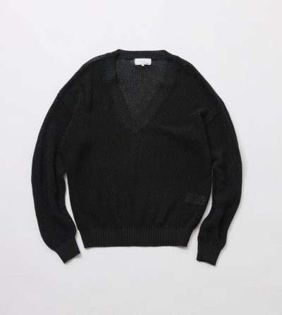 画像3: FOLL       cotton paper chunky v-neck sweater・black