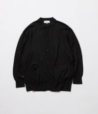 FOLL       washable wool knit shirt・black