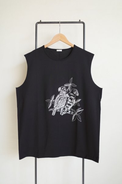 画像1: phebus       TWO BIRDS SLEEVELESS T-SHIRT・BLACK
