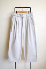 Blanc YM       Recycling Cotton Denim  Wide Trousers ・white