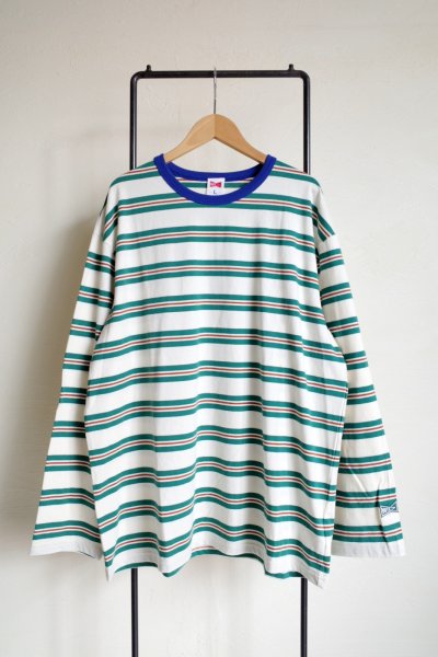 画像1: VOTE MAKE NEW CLOTHES       STRIPE T SHIRT・green×white