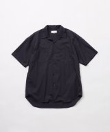 FOLL       open collar short sleeve work shirt・navy
