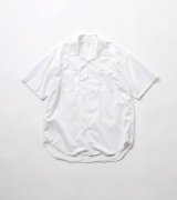 FOLL       open collar short sleeve work shirt・white