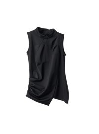 HOUGA       wave sleeveless tops・BLACK