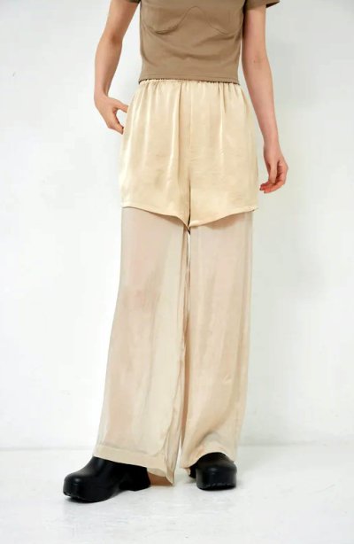 画像1: Mediam       Overlapping Pants・Light beige