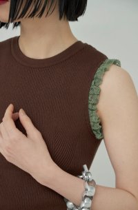 Mediam       Frill Lace Knit Tank・Brown
