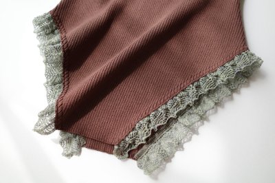 画像12: Mediam       Frill Lace Knit Tank・Brown