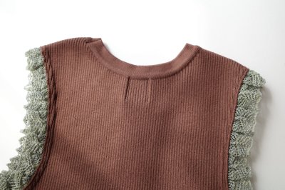 画像11: Mediam       Frill Lace Knit Tank・Brown