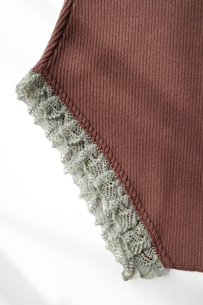 画像10: Mediam       Frill Lace Knit Tank・Brown