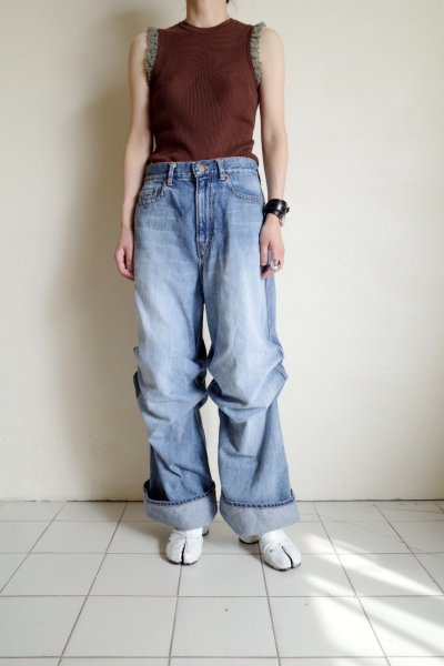 画像20: Mediam       Frill Lace Knit Tank・Brown