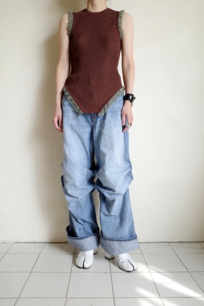 画像16: Mediam       Frill Lace Knit Tank・Brown