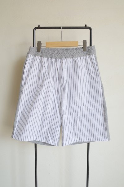 画像1: renewces       "combi shorts of different materials"・wht.blue×grey