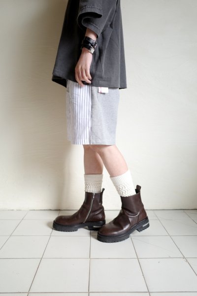 画像7: renewces       "combi shorts of different materials"・wht.blue×grey