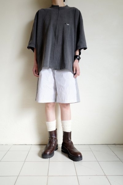 画像9: renewces       "combi shorts of different materials"・wht.blue×grey