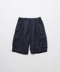 FOLL       ramie oxford baggy shorts・navy