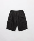 FOLL       ramie oxford baggy shorts・black