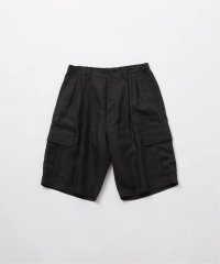 FOLL       ramie oxford baggy shorts・black