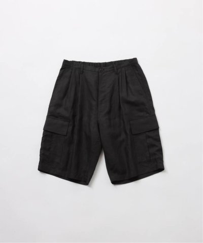 画像1: FOLL       ramie oxford baggy shorts・black
