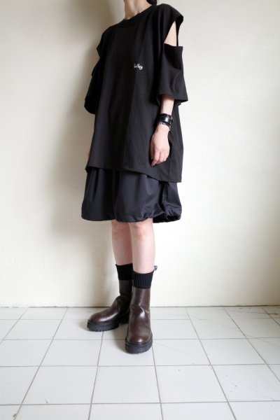 画像9: renewces       "inside-out shoulder slits T"・black ×monotone