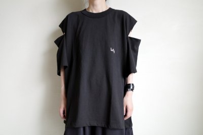 画像5: renewces       "inside-out shoulder slits T"・black ×monotone
