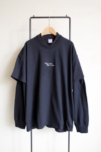 renewces       "3way Layered L/S POLO T-sh"・black×black