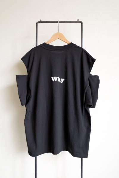 画像1: renewces       "inside-out shoulder slits T"・black ×monotone