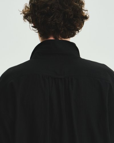 画像1: FOLL       khadi cotton loose shirt・dark navy