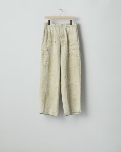 画像1: ssstein       HEAVY LINEN HERRINGBONE WIDE EASY TROUSERS・NATURAL