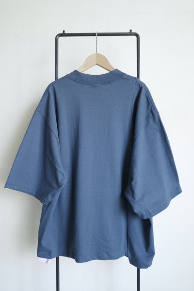 画像2: renewces       "docking print T-sh"・slate blue×black