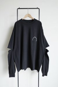 renewces       "elbow slit L/S T-sh"・black×off white