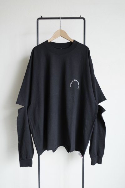 画像1: renewces       "elbow slit L/S T-sh"・black×off white